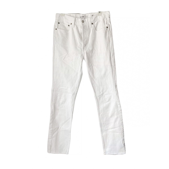 Re/Done Originals High Rise Straight Jeans in Off White with Grinding Size 30 - Picture 2 of 6